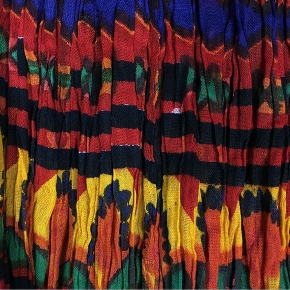 VINTAGE Maxi Circle Skirt African Drawstring Bead Tie Carolina Colours Medium - Picture 7 of 8